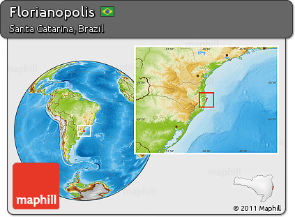 Physical Location Map of Florianopolis