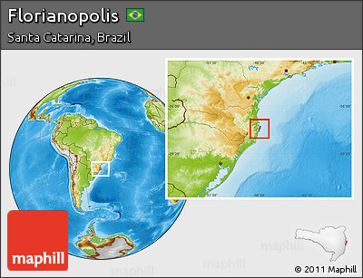 Physical Location Map of Florianopolis