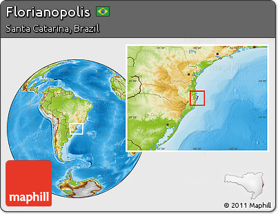 Physical Location Map of Florianopolis