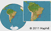 Satellite Location Map of Tubarao, within the entire country