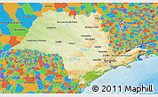 Physical 3D Map of Sao Paulo, political outside