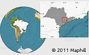 Satellite Location Map of Cabreuva, highlighted country, highlighted parent region