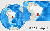 Shaded Relief Location Map of Cabreuva, highlighted country, highlighted parent region, within the entire country
