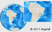 Shaded Relief Location Map of Cajamar, within the entire country