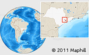 Shaded Relief Location Map of Cajamar, highlighted parent region