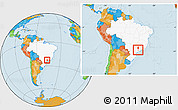Political Location Map of Campinas, highlighted country, within the entire country