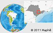 Physical Location Map of Indaiatuba, highlighted country, highlighted parent region
