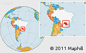 Political Location Map of Sao Paulo, highlighted country, within the entire country