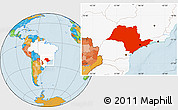 Political Location Map of Sao Paulo, highlighted country