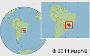 Savanna Style Location Map of Sao Paulo, within the entire country