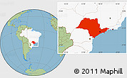 Savanna Style Location Map of Sao Paulo, highlighted country
