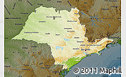 Physical Map of Sao Paulo, darken