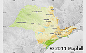Physical Map of Sao Paulo, lighten, desaturated