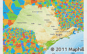 Physical Map of Sao Paulo, political outside