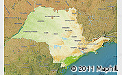 Physical Map of Sao Paulo, satellite outside