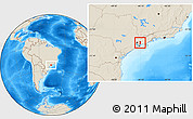 Shaded Relief Location Map of Mogi Das Cruzes