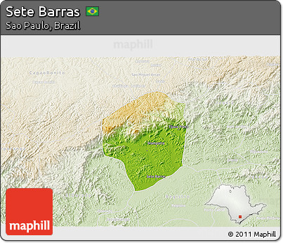 Physical 3D Map of Sete Barras, lighten
