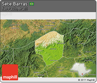 Physical 3D Map of Sete Barras, satellite outside