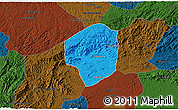 Political 3D Map of Sete Barras, darken