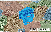 Political 3D Map of Sete Barras, semi-desaturated