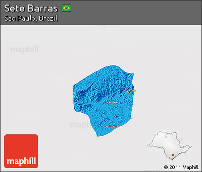 Political 3D Map of Sete Barras, single color outside