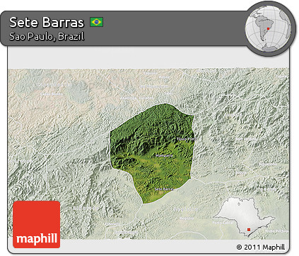 Satellite 3D Map of Sete Barras, lighten