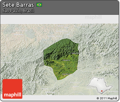 Satellite 3D Map of Sete Barras, lighten