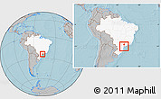 Gray Location Map of Sete Barras, highlighted country, within the entire country, hill shading