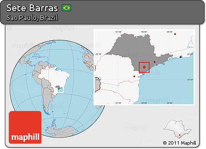 Gray Location Map of Sete Barras, highlighted country, highlighted parent region