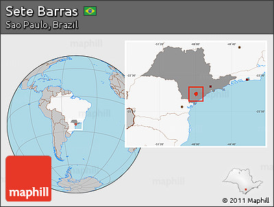 Gray Location Map of Sete Barras, highlighted country, highlighted parent region