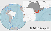Gray Location Map of Sete Barras, highlighted country, highlighted parent region, hill shading