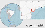 Gray Location Map of Sete Barras, highlighted country, hill shading