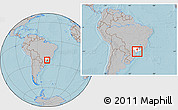 Gray Location Map of Sete Barras, highlighted parent region, within the entire country, hill shading