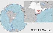 Gray Location Map of Sete Barras, highlighted parent region, hill shading