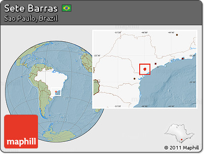 Savanna Style Location Map of Sete Barras, highlighted country, hill shading