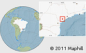Savanna Style Location Map of Sete Barras, highlighted country, hill shading