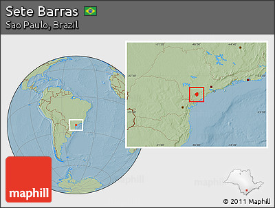 Savanna Style Location Map of Sete Barras, hill shading
