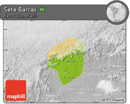 Physical Map of Sete Barras, lighten, desaturated