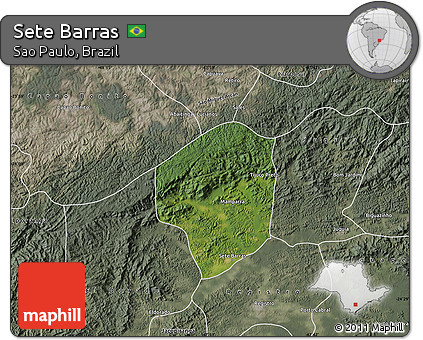 Satellite Map of Sete Barras, semi-desaturated