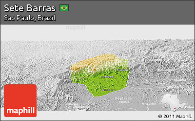 Physical Panoramic Map of Sete Barras, lighten, desaturated