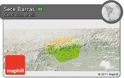 Physical Panoramic Map of Sete Barras, lighten, semi-desaturated