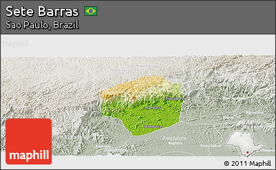 Physical Panoramic Map of Sete Barras, lighten, semi-desaturated