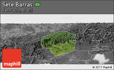 Satellite Panoramic Map of Sete Barras, desaturated