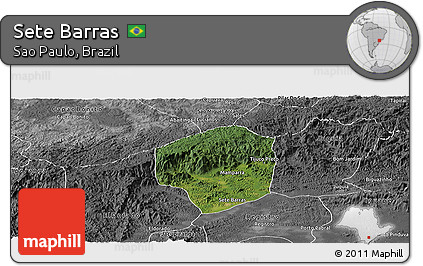 Satellite Panoramic Map of Sete Barras, desaturated