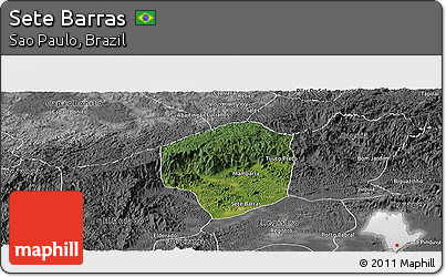 Satellite Panoramic Map of Sete Barras, desaturated