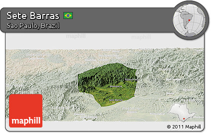 Satellite Panoramic Map of Sete Barras, lighten