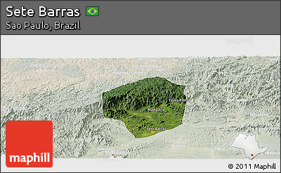 Satellite Panoramic Map of Sete Barras, lighten