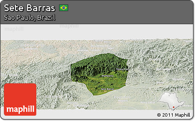 Satellite Panoramic Map of Sete Barras, lighten