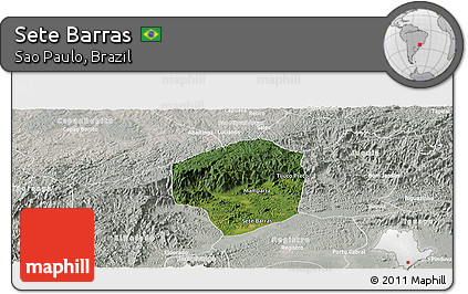 Satellite Panoramic Map of Sete Barras, lighten, semi-desaturated