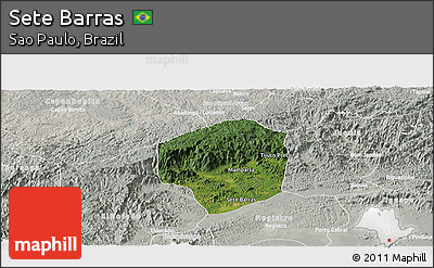 Satellite Panoramic Map of Sete Barras, lighten, semi-desaturated